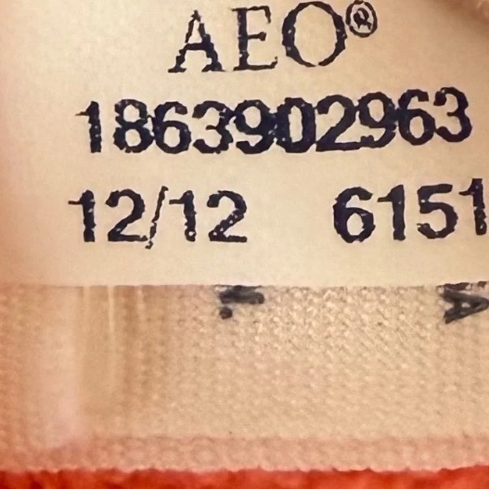 American Eagle M Cardigan Coral Orange Pointelle Diamond Open Knit‎ Retro 2012